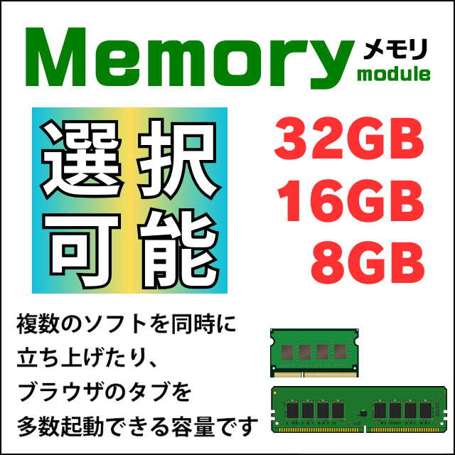 メモリ★8GB or 16GB or 32GB