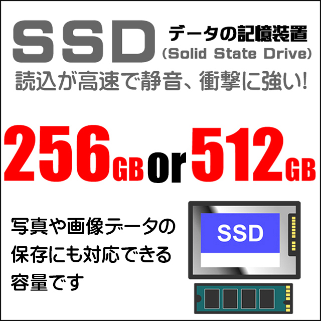 ストレージ★256GB or 512GB（新品SSD）