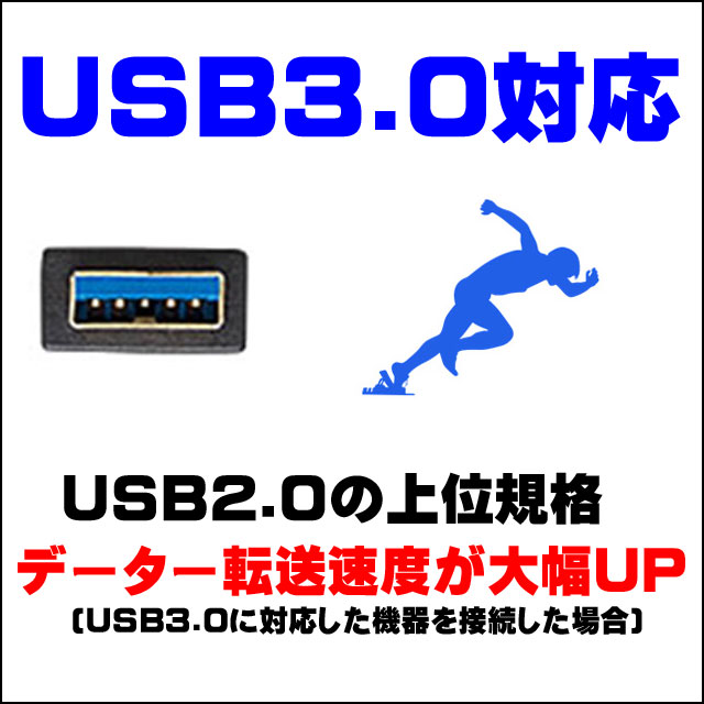 インタフェース★USB3.0対応。USB2.0の上位規格!!データの転送速度が超スピードアップ!!!